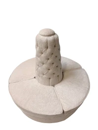 Hollywood Regency Round Banquet Settee Tufted Lobby Sofa in Bouclé, 1980s